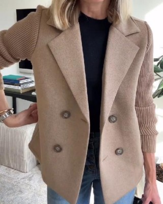 Fashion Canberra I Amanda Button patchwork sleeves casual coat