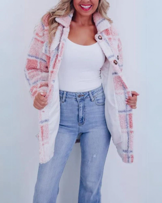 Fashion Canberra I Ember Polar Fleece Plaid Jacket