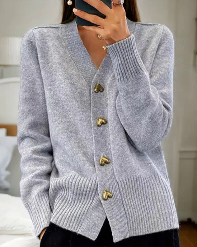 Fashion Canberra I Adelina Elegant Heart Button Cardigan