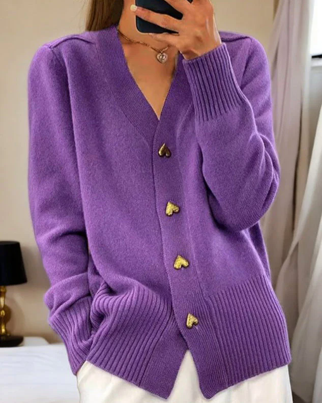 Fashion Canberra I Adelina Elegant Heart Button Cardigan