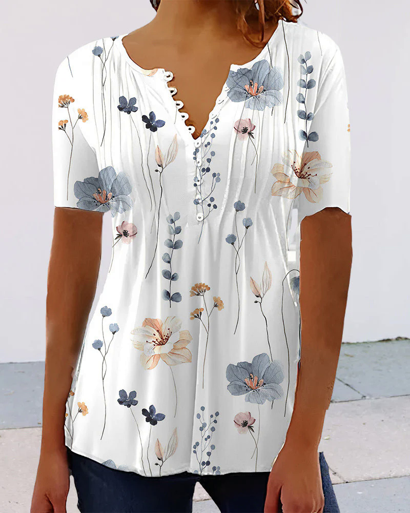 Fashion Canberra I Clair V-Neck Blouse With Buttons